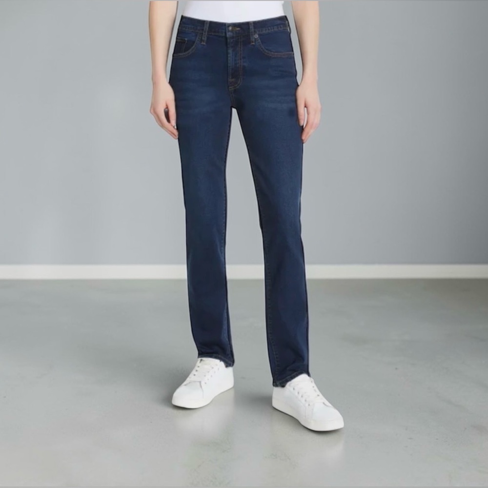 Lucky Brand, Women’s Straight Leg Jeans, Dark Blue Stretch Mid Rise, Size 8/29